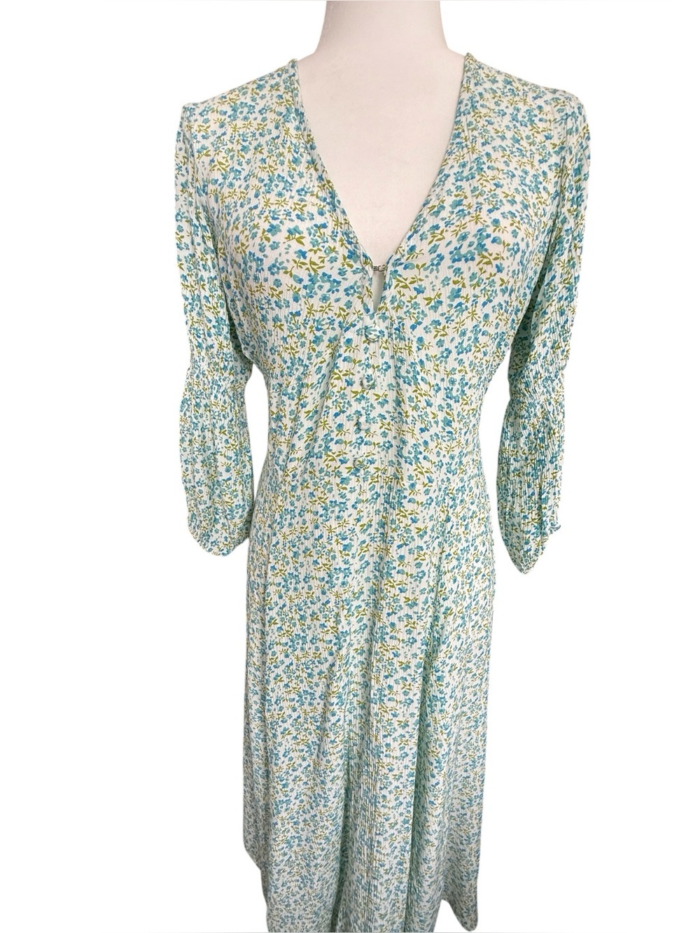 Faithfull The Brand Maud Midi Dress Tilde Floral Print Blue White Rayon Size 6 M - Picture 12 of 16
